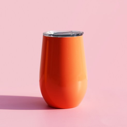 와이즈와이프 이중 보온보냉 스텐 튤립 텀블러, 코랄피치, 355ml