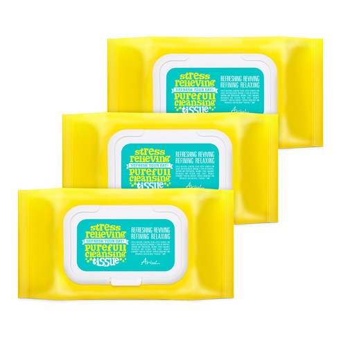 아리얼 스트레스 릴리빙 퓨어풀 클렌징 티슈, 45매입, 3개