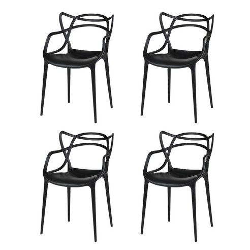 도리퍼니처 피엘 사출 카페 의자 4p, 블랙