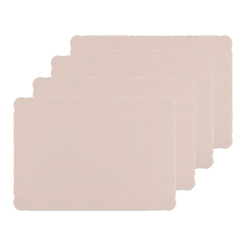 레이스 실리콘 식탁매트 4p, 핑크베이지, 34.6  x 24.6 cm
