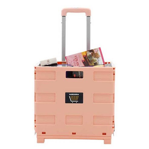 바네스데코 접이식 핸드카트 + 덮개 50L 35kg, 코럴핑크, 1세트