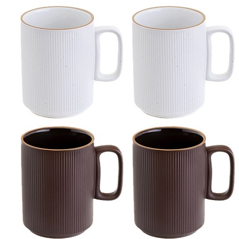 로얄베일 라포레 머그 중 380ml, 스노우화이트, 소일브라운, 4개
