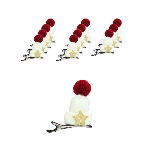 리빙다 털모자 머리핀 12p, 화이트, 1개