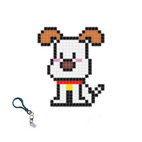 꼬마블럭 디폼 동물 + 고급 열쇠고리 랜덤발송 + 일대일 도안 DIY 패키지 10mm, 강아지