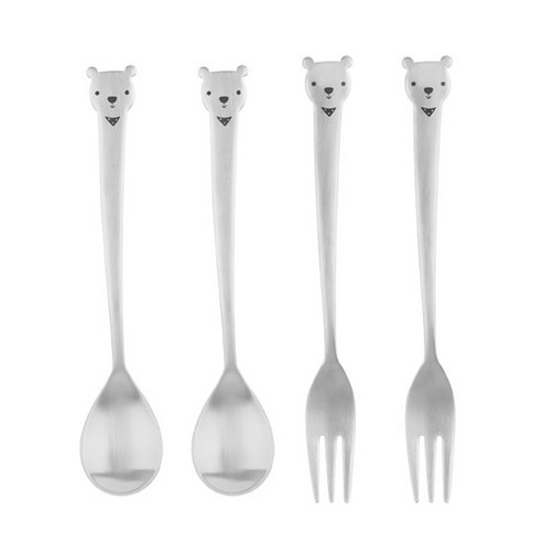 엘포레 티스푼 + 티포크 세트, 1세트, 아곰 티스푼 2p + 티포크 2p