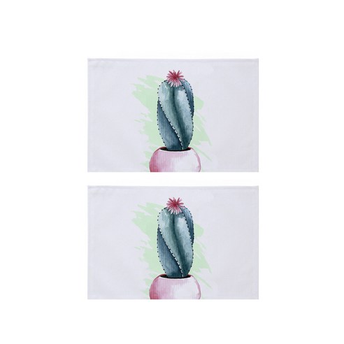 빈테리어 나뭇잎 일러스트 린넨 테이블매트 2p, 09, 30 x 45 cm
