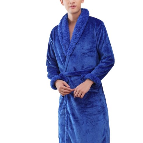 올나인 남성용 부드러운 커플 샤워가운 XL, B 블루, 1개