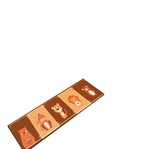 알럽홈 큐티 캐릭터 논슬립 키친 풋 매트, 애니멀패밀리 카키