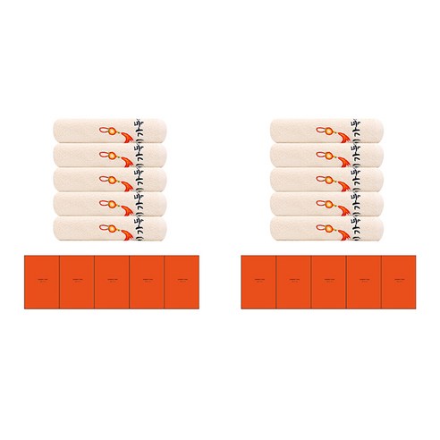 송월타월 옥행운자수 타올 130g 면사 10p + 케이스 10p, 베이지(수건), 랜덤발송(케이스), 1세트