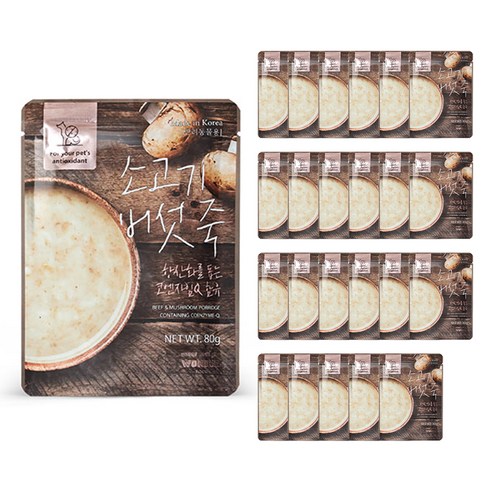 원더푸드 강아지 건강죽, 소고기 버섯죽, 80g, 24개