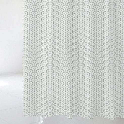 수풀 샤워 커튼 북유럽 스타일 SC846 L 1800 x 1880 mm + 플라스틱 고리 + 화이트봉 세트, 1세트