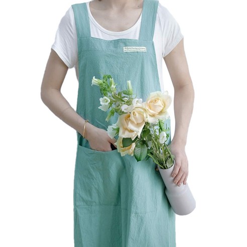 오션커머스 파스텔 무지 원피스 주방 롱 프릴 앞치마 C TYPE, 스카이블루, 1개