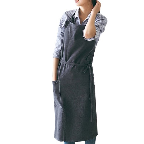 카페클럽 바리스타 데님 앞치마 공방 린넨 24 8부 일자형 린넨 앞치마, 네이비, 1개