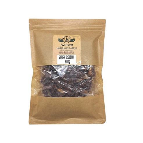 네이처펫 어니스트 강아지 간식 500g, 1개, 돼지귀 + 오리고기 혼합맛