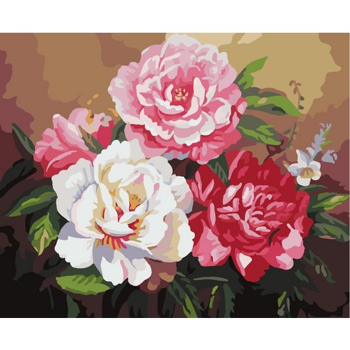 모모픽스페인팅 DIY 명화 그리기 세트 40 x 50 cm, 1개, 모란꽃 네송이