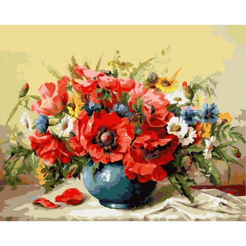 모모픽스페인팅 DIY 명화 그리기 세트 40 x 50 cm, 파란화병 양귀비, 1개
