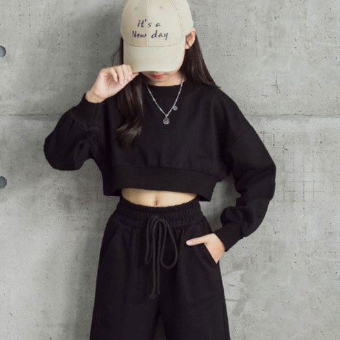 엣지랜드 여아용 심플 크롭 상하의 세트