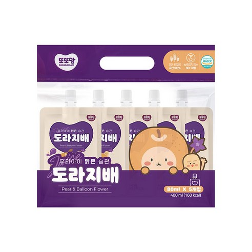 또또맘 우리아이 맑은습관 음료 80ml, 도라지배, 5개