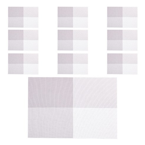 ABM 고방 체크 식탁매트 10p, 그레이, 45 x 30 cm
