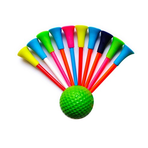 골프용품세트  칼라 롱 플라스틱 골프티 10종 세트, 혼합색상