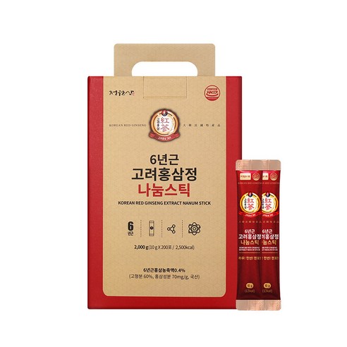 정원삼 6년근 고려홍삼정 나눔스틱 1세트 10g, 2kg, 2개