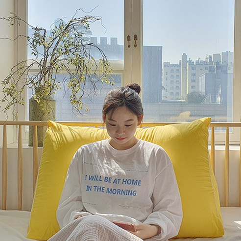 안김 옥스포드 삼각 등쿠션, 옐로우