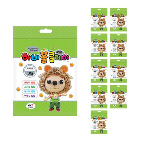 토단교재 하비볼 클레이 10p, 형광연두, 50g