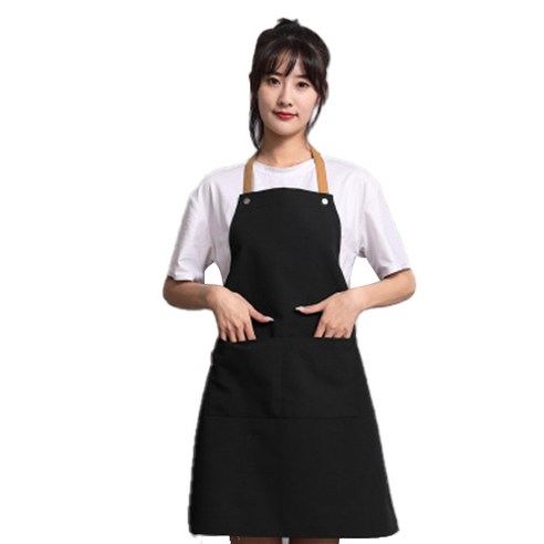 포켓 심플 데일리 작업복 주방 앞치마, 블랙, 1개