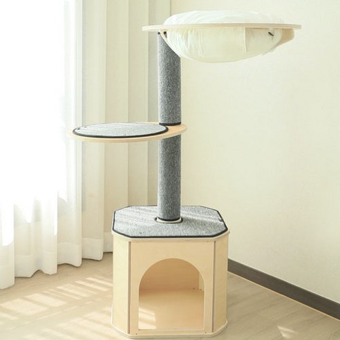 캣츠빌 콘도타워B 캣타워, 그레이(카페트), 아이보리(천해먹), 1개