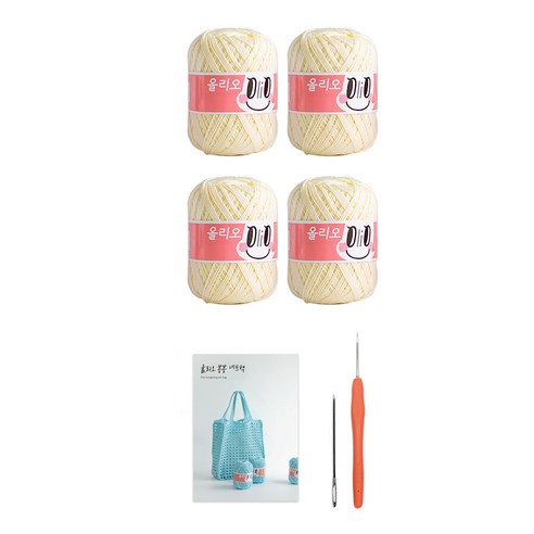 올리오 봉봉 네트백 뜨개질 DIY 패키지, 1세트, 700 레몬크림(실), 랜덤발송(코바늘)