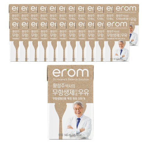 이롬 황성주 박사의 무항생제 인증 우유, 140ml, 24개