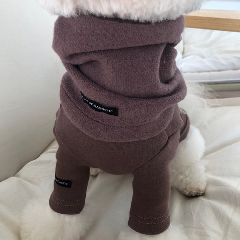 매그독 강아지 크루 기모 티셔츠, 브라운