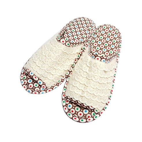 여성용 프릴 거실 슬리퍼 프릴, 캔디도트