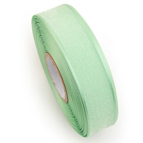포장넷 펄샤인 오간디 리본끈 15mm x 45m, 12 배추