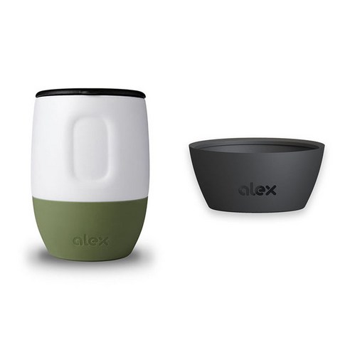 알렉스 텀블러 + 슬리브, 화이트 + 올리브(텀블러), 블랙(슬리브), 355ml