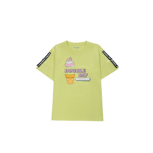애플핑크 아동용 소매테잎 포인트트임 티셔츠 Q312