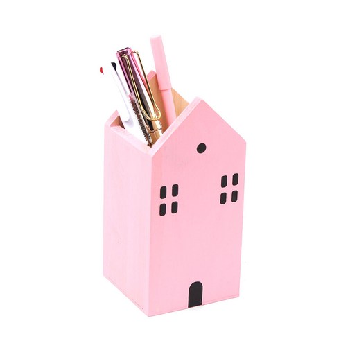작은집 원목 펜꽂이 16.5cm, 핑크, 1개