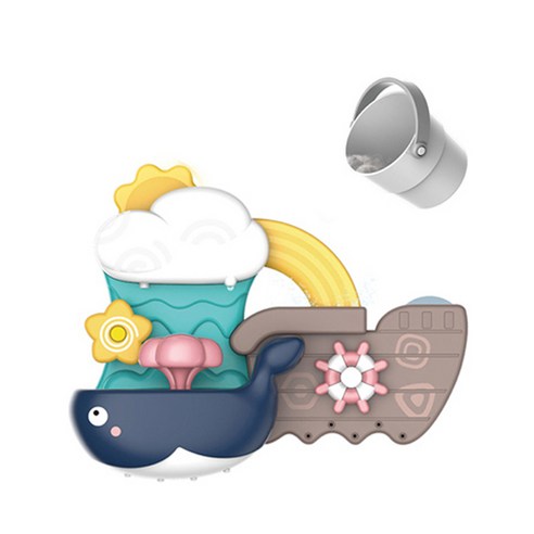 레츠토이 빙글빙글 구름고래 아기 목욕놀이 장난감, 혼합색상
