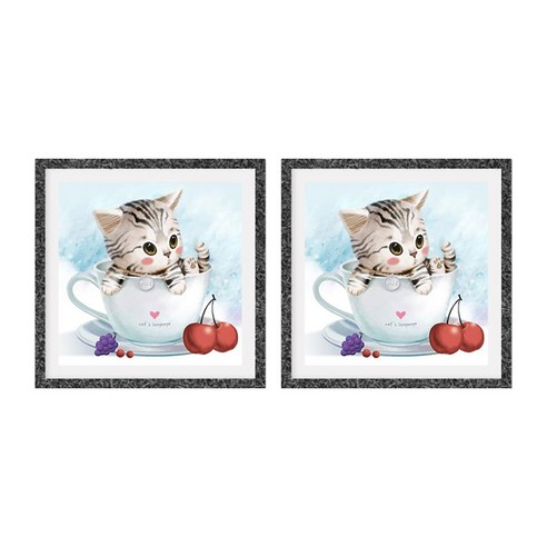 보석십자수 비즈 원더로우 DIY 키트 25 x 25 cm, 큐트냥이1, 2개