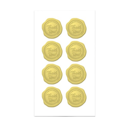 무광 씰링왁스 땡큐 스티커, 골드(M-18), 300개