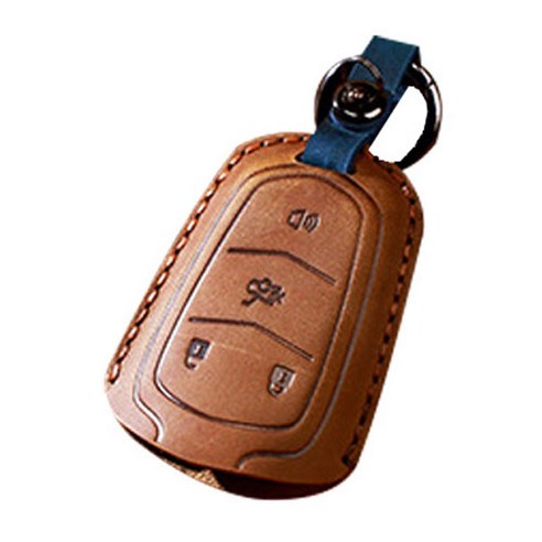 캐딜락 CT4 / CT5 / CT6 / ATS / XT4 / XT5 / XT6 / XTS 4버튼 가죽 스마트키 케이스, 브라운