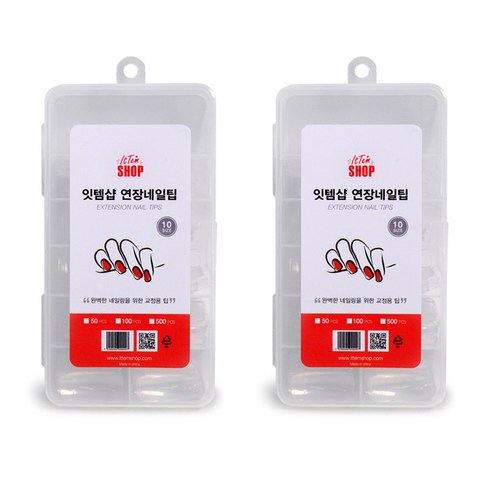 잇템샵 연장 네일팁 아몬드 50p, 투명, 2개
