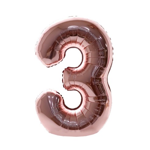 생일파티 4종 세트 숫자 3, 로즈골드, 1세트