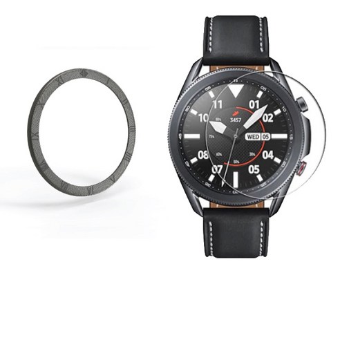 디지털빌리지 스마트워치 베젤링 A타입 46mm + 강화유리 액정보호필름 세트, 럭셔리 티타늄