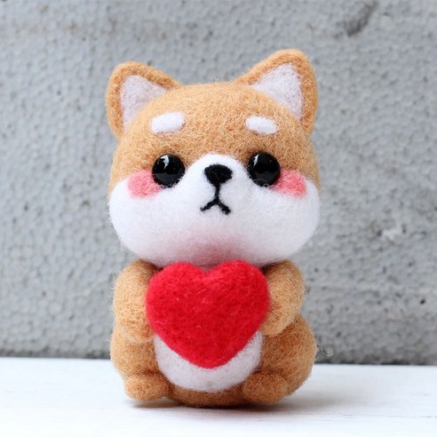 펫돌 양양이 니들펠트 인형 DIY 세트, 하트 아기시바, 1세트