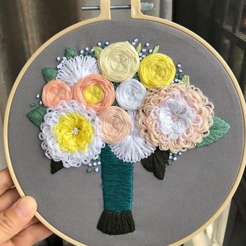 리빙듀오 프랑스 자수 DIY 패키지 20cm, A 021, 1개