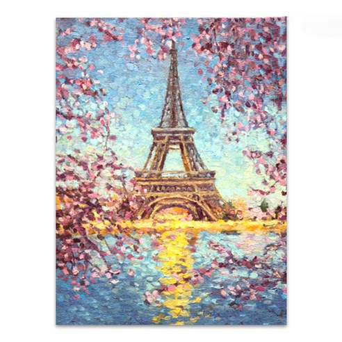 픽스아트 보석십자수 원형비즈 DIY 키트 에펠탑의 봄 30 x 40 cm, 혼합색상, 1세트