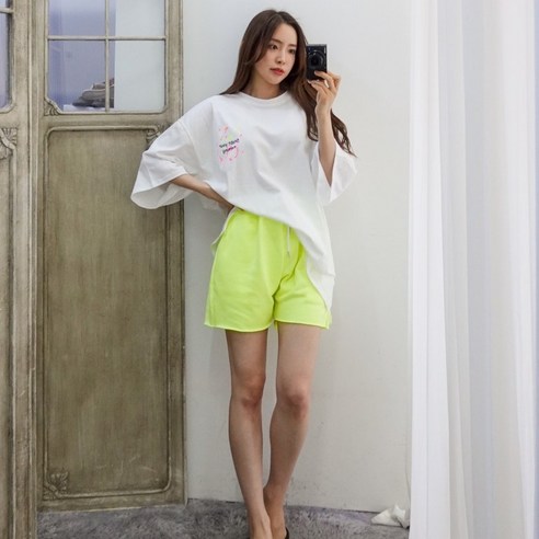 이힝 여성용 페인트 프린팅 레터링 반팔 티셔츠