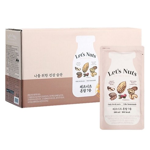 레츠너츠 혼합 7종 견과 우유, 15개, 180ml