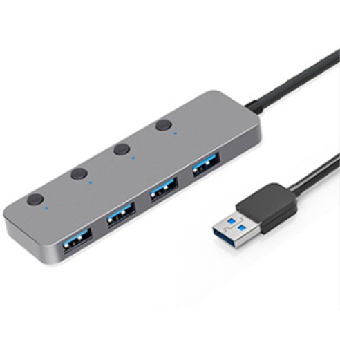 [쿠팡수입] 만듦 4포트 USB 3.1 Gen1 허브 스위치 메탈 20cm, 혼합색상